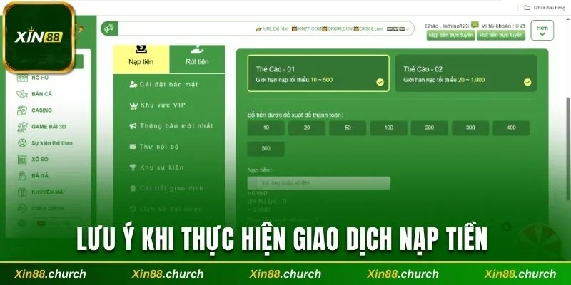 Lưu ý khi thực hiện giao dịch nạp tiền mà bạn cần nắm